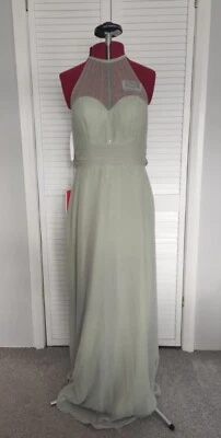 Neu langes JJ's House Chiffon Brautjungfernkleid Ball Abend lang mint Kleid Gr. 12 - Bild 1 von 4