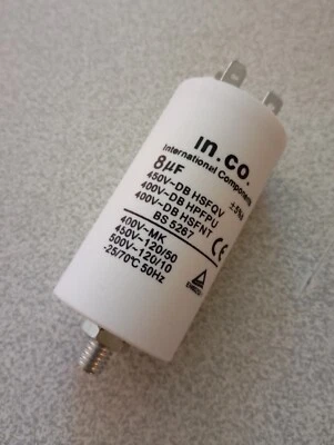 Condensateur Électrique 8uF 4 Broches 450V Moteur Sèche-linge Gorenje - Photo 1/4