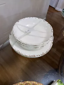 Tommy Bahama 8 Pc Set Beige Melamine 4 Dinner Plates11” &.4 Salad Bowls 8.5” - Picture 1 of 6