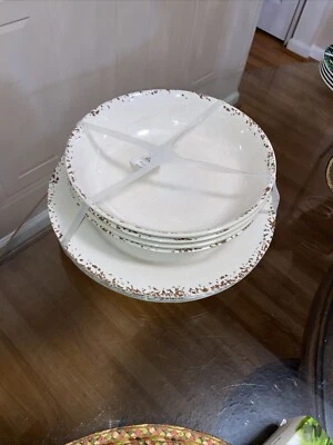 Tommy Bahama 8 Pc Set Beige  Melamine 4 Dinner Plates11” &.4 Salad Bowls 8.5” - Image 1 of 4