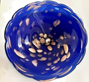 VTG MCM LARGE MURANO BLOWN ART GLASS CHARGER BOWL by SOMMERSO COPPER AVENTURINE - Bild 1 von 5