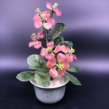 Chinese Art Glass Bonsai Tree  Pink Flowers Vintage