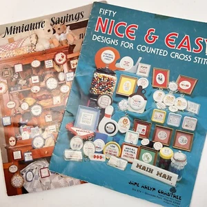 Easy Cross Stitch Graphs 50 Minature Sayings, Nice & Easy 2 Booklets Fast Gifts - Picture 1 of 11