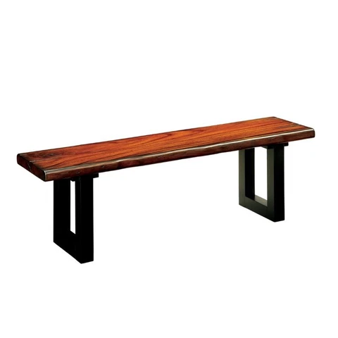 Bowery Hill Transitional Wood Sled Dining Bench in Tobacco Oak Cover