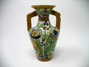 Vtg 2 Handle Hand Painted Pottery Floral Motif Vase Made In Spain - Picture 1 of 7