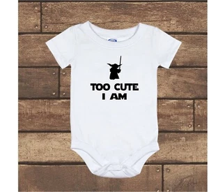 Yoda Too Cute I Am Star Wars Motto Gerber Baby Einteiler Neugeborenes - 24M  - Bild 1 von 3