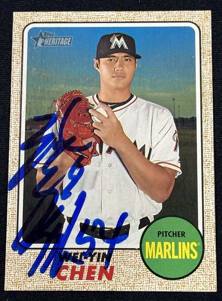 Wei-Yin Chen Signed 2017 Topps Heritage #272 Miami Marlins Autographed Auto Card - Image 1 of 1