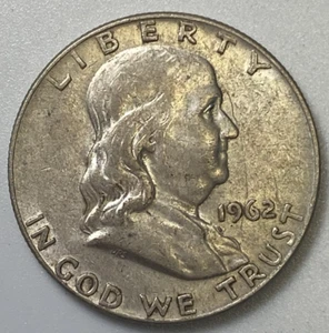 1962 D 50 Cents Silver Franklin Half Dollar. 90% Silver. KM#199. (#19) - Picture 1 of 10