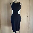 Express Black White Color Block Women's S Bodycon Hourglass Open Back Dress NEW