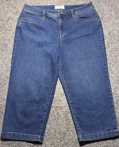 Sonoma Women's Size 14 Blue Capri Leg Dark Wash Cotton Blend Stretch Denim Jeans - Picture 1 of 15