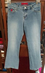VINTAGE BONGO Let me b.  Juniors Soft Jeans 97% Cotton Size 7 Med Wash Flare leg - Picture 1 of 6
