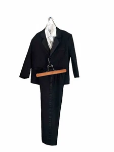 Spring Notion Boys Satin Trim Tuxedo 4Pcs Suit Black /White Size 6 - Picture 1 of 11
