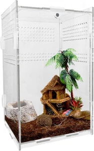 Acrylic Reptile Terrarium, Transparent Reptile Tank Habitat Terrariums Mini Encl - Picture 1 of 12
