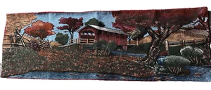 Covered Bridge In Fall Tapestry 37" X 12.5" Table Runner - Picture 1 of 5