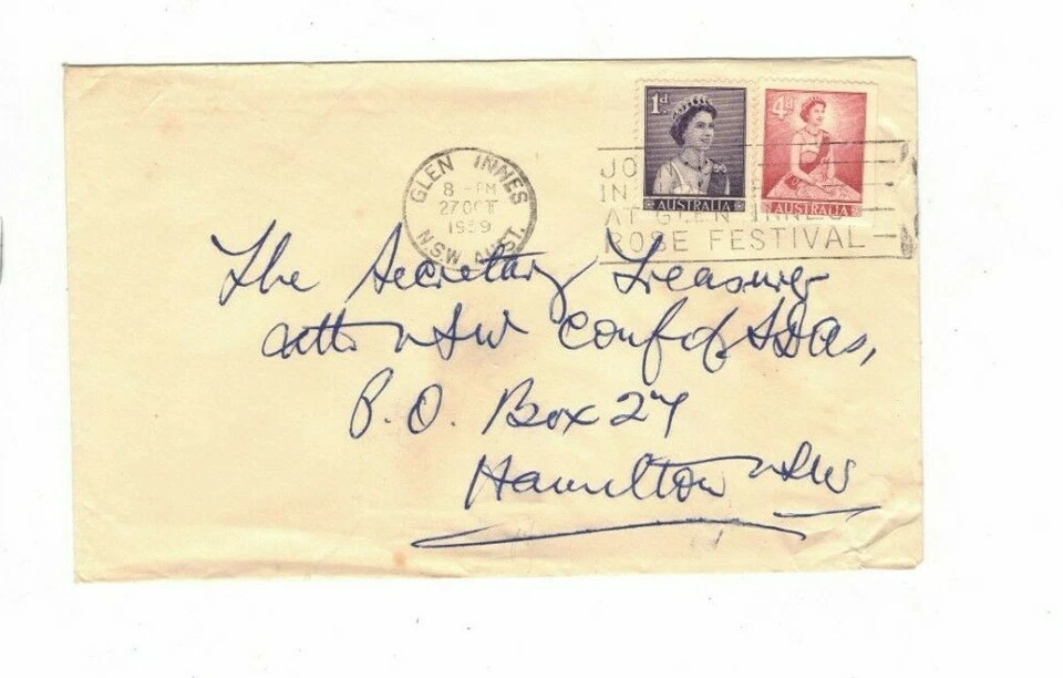 Australia 1964 5d SLOGAN CANCEL Cover,cds ROSE FESTIVAL, GLEN INNES NSW - Image 1 of 1