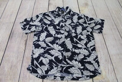 Reunion Navy Blue White Floral Tropical Rayon Hawaiian Aloha Shirt Men's Small - Image 1 of 4