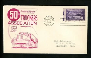 US FDC #1025 Cachet Craft / Boll M-5 1953 CA Trucking Industry Anniversary ATA - Picture 1 of 2