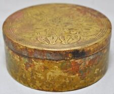 Antique Brass Round Betel Nuts Box Original Old Hand Crafted Fine Engraved
