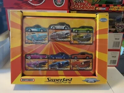 Matchbox 2005  Superfast Collector Tin w/6 Superfast Cars Cobra Camero Mustang - Image 1 of 4