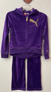 Puma Sport Lifestyle Girls Medium Purple Embroidered Jacket & Pants Outfit A6709 - Picture 1 of 16
