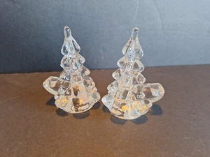 Zwei Vintage Miniatur Christbaum Kerzenständer Biedermann Klarglas - Bild 1 von 15