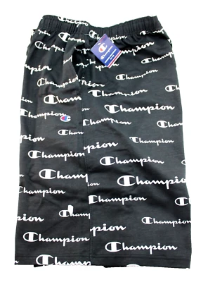 Pantalones cortos deportivos CHAMPION talla 2XL negros con logotipo repetido de 2 bolsillos con cordón para hombre Foto 1 de 4