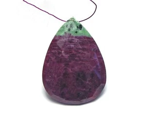 RUBY ZOISITE 47mm Faceted Teardrop Pendant Bead AAA NATURAL /P2 - Picture 1 of 2