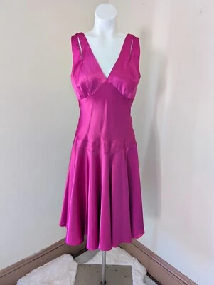 Vestido sin Mangas Vintage Satinado Núcleo de Hadas 4 Corbatas Rosa Magenta Capricho Slinky Y2K Años 90 Foto 1 de 4