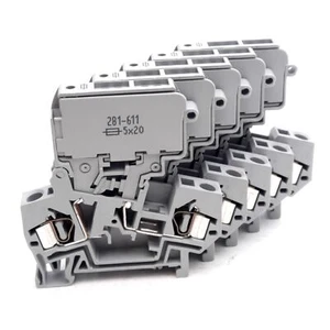 Lote de 5 bloques de terminales fusibles Wago 281-611, 800V 16A, fusibles 5x20mm, riel DIN - Imagen 1 de 6