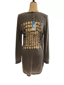 Caribbean Beachwear Swim Coverup Sexy Lattice Back Gray Boardwalk Pool Medium - Picture 1 of 18
