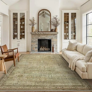 9X12 Area Rugs for Living Room, Machine Washable Boho Vintage Rug Non Slip, Prin - Picture 1 of 7