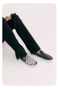 Vans Checkerboard Classics scarpa slip-on con paillettes ribaltabile bianco e nero UK 2,5 - Foto 1 di 11