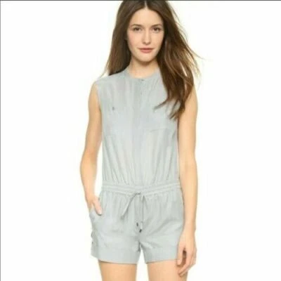 NUEVO CON ETIQUETAS $325 VINCE GRIS CLARO CUARZO CUPRO ALGODÓN MAMELUCO SIN MANGAS TALLA 0 Foto 1 de 4