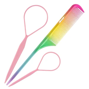 Hair Loop Tool Set, Includes 1Pcs Vivid Rat Tail Comb, 2Pcs French Braid Tool Lo - Picture 1 of 12