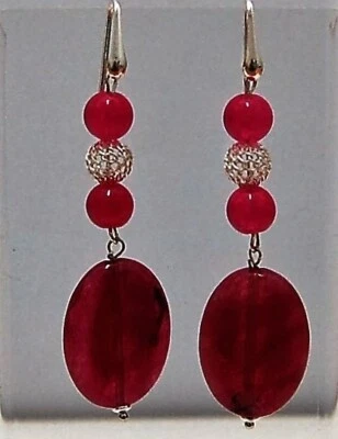 ORECCHINI QUARZO FUCSIA SFERE FILIGRANA E MONACHELLE ARGENTO 925 idea regalo - Immagine 1 di 2