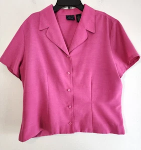 ALTERED Vintage Top Size 16 Laura Scott Pink Button Up Collared Women's Casual - Picture 1 of 8