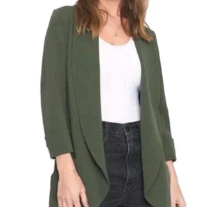 Anthropologie French Mauve Blazer Womens XXL Melanie Open Front Knit Olive Green - Picture 1 of 14