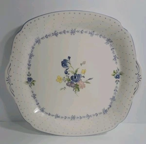 Vintage Nikko Blue Peony Square Handled Platter Cake Plate Serving Dish A - Picture 1 of 17
