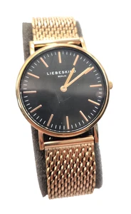 Liebeskind Berlin Damen Uhr Quarz Rotgold vergoldet 5 ATM schwarze Zifferplatt - Picture 1 of 7