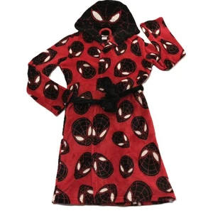 Marvel Spider-Man Miles Morales Hooded Bathrobe Pajamas Swimsuit Cover Up Kids L - Picture 1 of 12