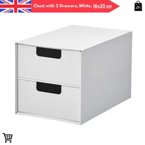FJÄDERHARV Mini Schubladenkommode weiß 2 Schubladen Aufbewahrungsbox 16x25cm Büro Zuhause - Bild 1 von 5
