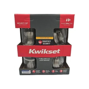 Kwikset Signature Satin Nickel Smartkey Exterior Deadbolt Door Knob Pack New - Picture 1 of 10
