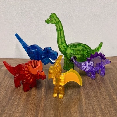 Magna Tiles Magnetic Dinosaur Set T Rex Brachiosaurus Triceratops Playtime STEM - Image 1 of 4