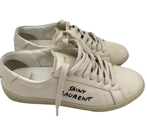 Zapatillas clásicas Saint Laurent Court 610648 beige lona cuero EE. UU. 7,5 / UE 37 - Imagen 1 de 24