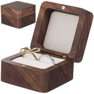 Caja de Madera Hombre Vintage Soporte Portátil Estuche de Almacenamiento para Anillos - Imagen 1 de 11