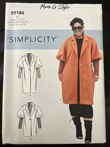 UNCUT Mimi G Simplicity S9186 Misses Coat & Jacket H5 (6-14) Sewing Pattern - Picture 1 of 2