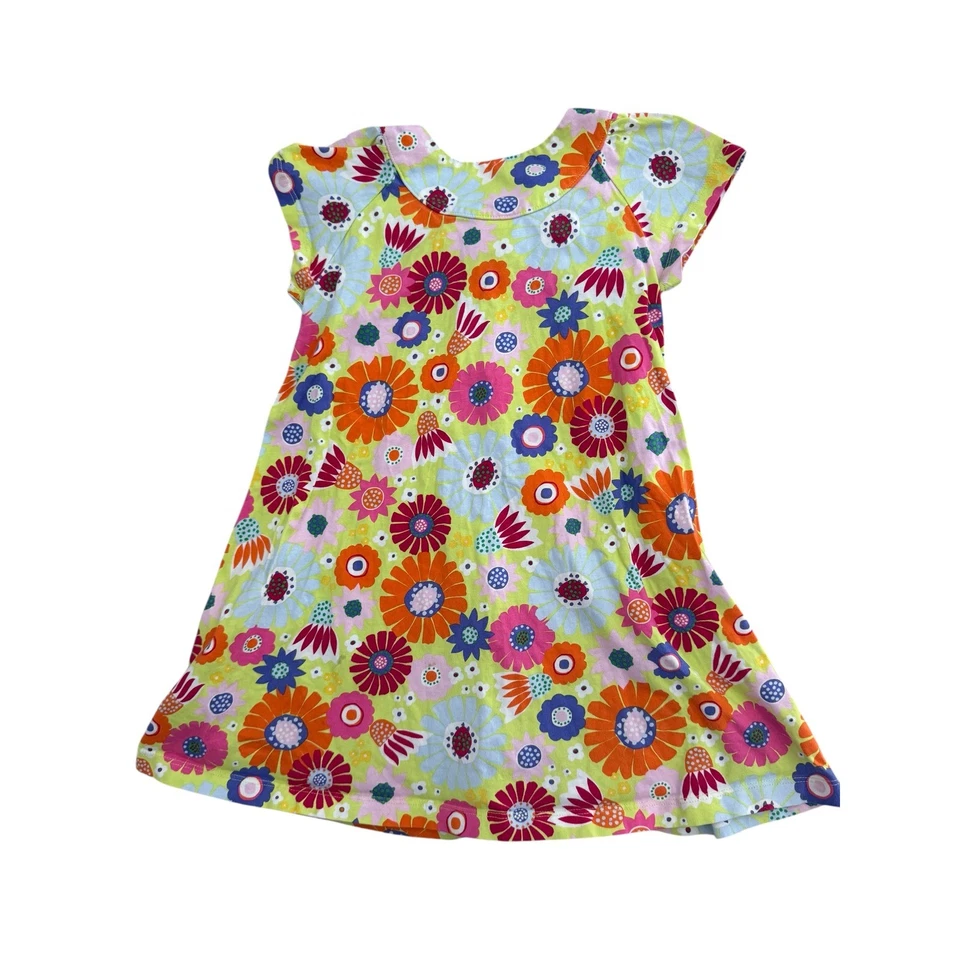 Hanna Andersson Floral Print Short Sleeve Cotton Dress Girls Size 5-6 110 - Image 1 of 4