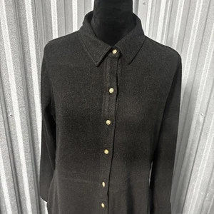 Faherty Kleid Damen Large meliert schwarz Twill Legend Pullover Knopfleiste - Bild 1 von 15