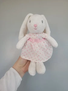 M&S White Bunny Rabbit Soft Toy In Pink Spotty Dress, 08219152 - Approx 8” - Picture 1 of 5