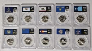 2005-S - 2006-S Silver State Quarter Set ( 5 Coins) PCGS PR70 DCAM-State Flag - Picture 1 of 12